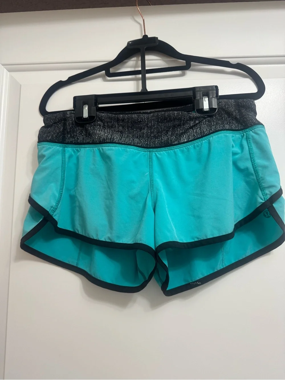 Lululemon Run Speed Short 2.5” LR 4-Way Stretch Teal Turquoise Gray Black 6